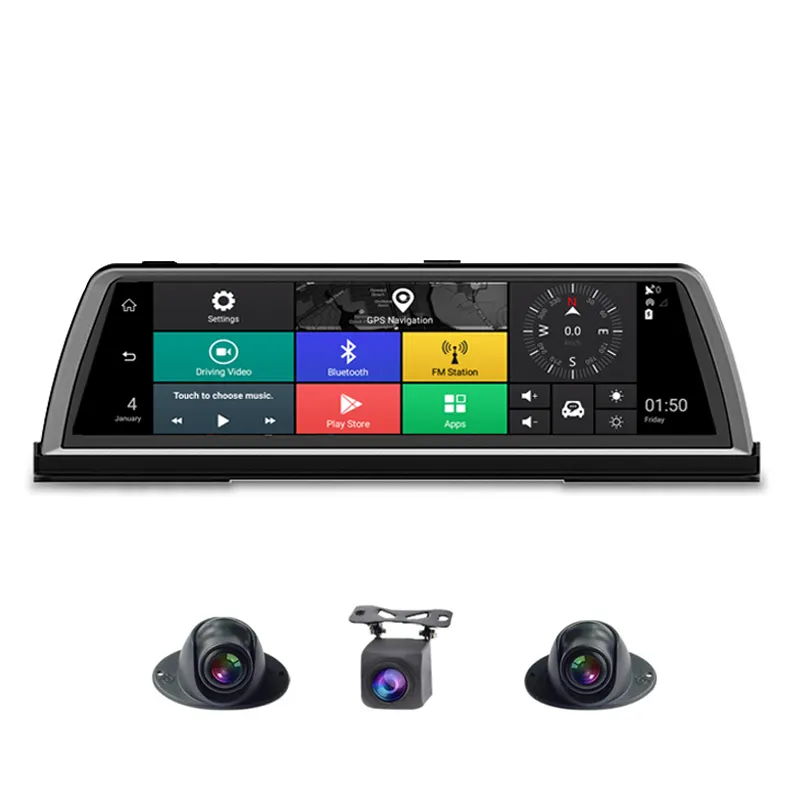 Console de painel automotivo dvr 4g, 4g, wi-fi, 10 ", tela completa, câmera automotiva fhd 1080p, frontal e traseira, lente dupla, gravador de vídeo