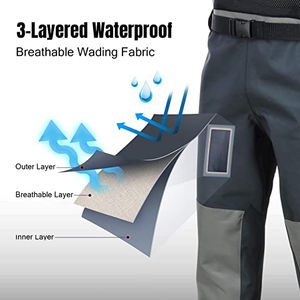 Waders respirants gris imperméables pour la pêche, la chasse, le jardinage, l'agriculture avec de <span class=keywords><strong>grandes</strong></span> poches - Product Image 3