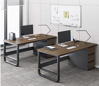 Mesa de ordenador de escritorio de oficina minimalista moderna con cajones, estación de trabajo ergonómica para personal de oficina en casa