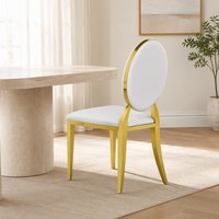 Chaise de banquet de mariage avec dossier ovale rembourré et structure dorée pour événements, hôtels, mobilier en gros
