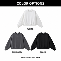 Sweat-shirt col rond épais 420 GSM, manches classiques, en molleton bouclette, couleur unie, automne, ODM, coupe oversize, respirant, 3 couleurs, tailles S-XL, personnalisable