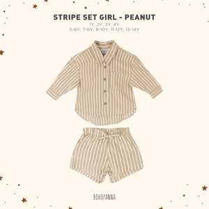 ชุดลายทางสำหรับเด็กผู้หญิง Peanut ทำให้ทุกวันสะดวกสบายยิ่งขึ้นด้วยผ้าฝ้ายน้ำหนักเบาและทรงหลวมเพื่อความสุขในการเคลื่อนไหวอย่างอิสระ - Product Image 3