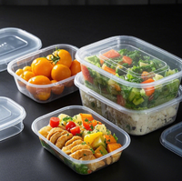 Boîte à emporter en plastique transparente de taille personnalisée, contenants jetables empilables pour salade, fruits, livraison de repas