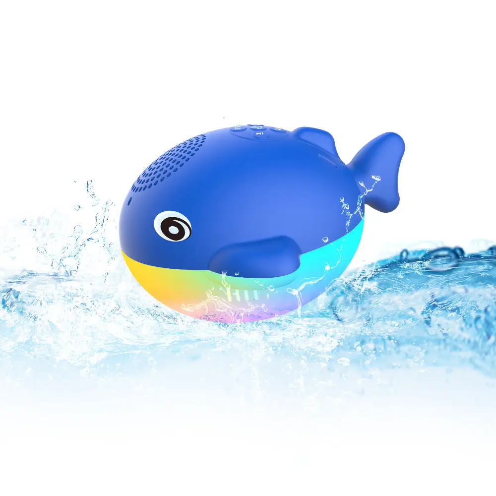 IP68 עמיד למים צף כחול שן רמקול עם 8 מצבי אורות דולפין קול מובנה מיקרופון TWS חמה אמבטיה רמקולים לילדים מתנה