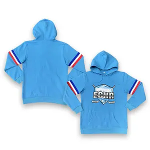 Custom Sweatshirt Cotton Blue Embroidery Logo Design Sports Hoodies