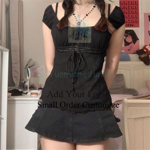 Lace-Up Lace Patchwork Top Short Sleeve Summer Casual Cute Clothes Vintage Tank Tops <strong>Coquette</strong> T-Shirt Women Tees - Product Image 4