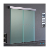 Porte coulissante suspendue en verre dépoli pour cuisine et chambre à coucher Système de quincaillerie pour porte coulissante cachée