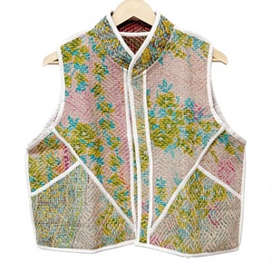 Boho Style <b>Vintage</b> Regular Cotton Vest Coat <b>Women</b> Suzani Waistcoat Reversible Kantha <b>Jacket</b> Summer Bohemian Hippie Eco-Friendly - Product Image 1