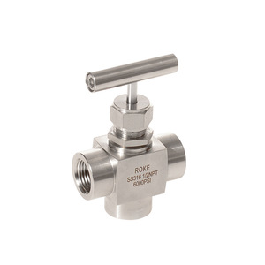 วาล์วเข็ม ROKE SS316 1/2NPT 6000PSI วาล์วสามทางสแตนเลสแรงดันสูง - Product Image 1