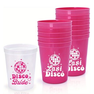 Vaso Reutilizable de 16 oz Rosa y Blanco para Despedida de Soltera, Novia Disco, Personalizado para Bodas, Festivales y Eventos - Product Image 5