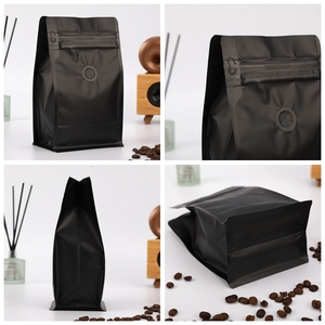 Sac à Café à Fond Plat Noir et Blanc Personnalisé avec Impression Numérique, Fermeture Éclair Facile à Ouvrir, pour Grains et Poudre, Vente <span class=keywords><strong>en</strong></span> Gros - Product Image 2