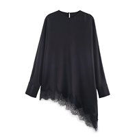 Chemisiers en dentelle asymétriques tendance automne 2025 pour femmes PB&ZA, chemises à manches longues vintage pour femmes, blusas, hauts chics