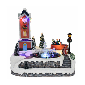 Ensemble de <span class=keywords><strong>village</strong></span> de Noël enchanteur en résine avec lumières LED pour décor festif de souvenirs de centre commercial - Product Image 1