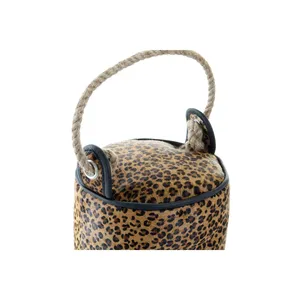 Fermaporta in corda di pelle 19x19x19 cm LEOPARD - Product Image 1