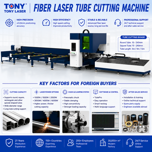 เครื่องตัดเลเซอร์ไฟเบอร์ <span class=keywords><strong>TONY</strong></span> LASER TN6012T กำลังไฟ 6000 วัตต์ สำหรับตัดท่อโลหะรูปทรงสี่เหลี่ยมและทรงกลม  ใช้งานได้อย่างยืดหยุ่น - Product Image 1