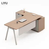Bureau de direction en bois plaqué Liyu, style moderne minimaliste en forme de L, table de direction de luxe pour bureau