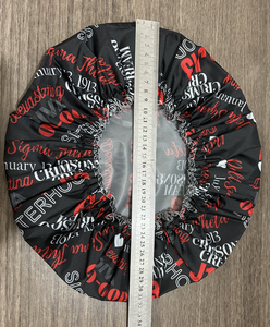 LOGO personnalisé Deux couches 12.6 "Diamètre <span class=keywords><strong>Rouge</strong></span> Satin Sigma Theta Symbole Grec Delta Hairbonnet <span class=keywords><strong>Rouge</strong></span> DST Signature Sorority Bonnet - Product Image 5