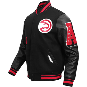 MEN'S FORMAL WINTER OLD ENGLISH VARSITY <b>JACKET</b> with EMBROIDERY HORN BUTTON Eco-Friendly Patchwork Camouflage Patterns <b>Black</b>/Red - Product Image 1