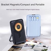 Nouvelle conception, batterie externe portable magnétique sans fil 10000mAh 22.5W à charge rapide 15W avec câbles intégrés et support pour téléphone