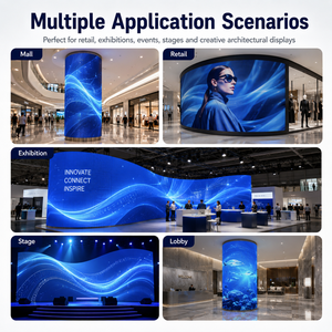 Pantalla LED Curva P1.8 P2 P2.5 P3 P4, Flexible, para Publicidad en Interiores <span class=keywords><strong>y</strong></span> Exteriores, para Tiendas, Centros Comerciales, <span class=keywords><strong>Animación</strong></span> - Product Image 3