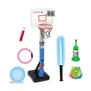 Juguete Deportivo 4 en 1 con Contador de Puntos Eléctrico, Soporte de Baloncesto para Interiores y Exteriores, Juego de Lanzamiento de Anillos con Luces y Juego de Béisbol con Luces - Product Image 5