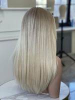 Cabello Humano Virgen de Alta Calidad para Mujer, Pelucas Lisas Rubias Gris Ceniza con Mechas, Pelucas con Frente de Encaje Transparente, Largas