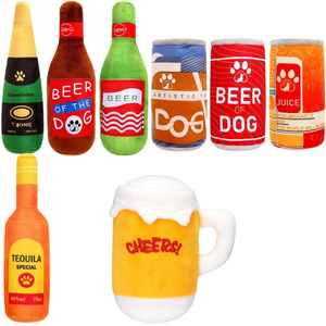 Interaktif komik yavru diş çıkarma küçük köpek oyuncak seti gıcırtılı peluş bira şişesi su şişesi toplu interaktif Pet oyuncaklar - Product Image 1