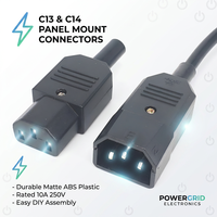 Connecteur de câble IEC 320 C14 C13, adaptateur de prise électrique en cuivre 250V AC, modèle WD pour câblage PDU/UPS