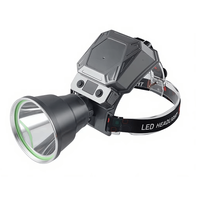 Lampe frontale LED haute puissance, indice de protection IP65, rechargeable par USB, portée de 500 m, autonomie de 10 h, lumière laser à large faisceau dimmable, 180°