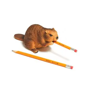定制工艺文具用品动物雕像眉笔卷笔刀可爱3D树脂海狸儿童卷笔刀
