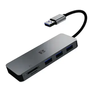 FB CR718-30 Metal 3 ports usb 3.0 hub with 2 slot tf cf 6 in 1 card reader CF X1 + X1 + TF X1 + USB-AX3