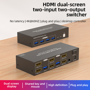 Commutateur <span class=keywords><strong>KVM</strong></span> HDMI SYONG (2 entrées, 2 sorties) - Prend en charge l'affichage double écran pour deux ordinateurs utilisant un seul <span class=keywords><strong>clavier</strong></span> et une <span class=keywords><strong>souris</strong></span> - Product Image 1