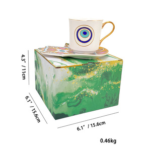 Turkish Blue Eye <span class=keywords><strong>caffè</strong></span> tazza e piattino Set 200ml fatto a mano in ceramica simbolo di protezione del Nazar per Home Cafe regalo all'ingrosso - Product Image 6