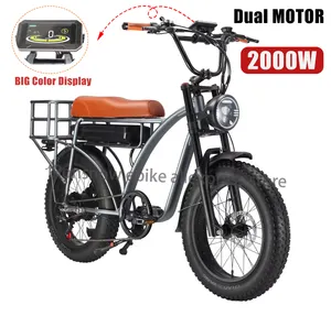 Smlro Retro Electric Bike 48V 1000W 2000W Dual Motor 18AH 7 Speed 20inch Fat tire Snow Bike Bicycle Cargo ebike For Adult Man