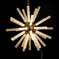 Lustre LED moderne à 24 lumières LT250003-16, luminaire suspendu ovale géométrique réglable, style Sputnik du milieu du siècle, Luckygoods Middle