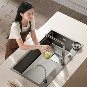Stainless steel sink large single tank kitchen household left side drainage dishwashing sink <b>vegetable</b> basin - Product Image 3