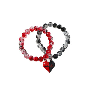 Bracelets magnétiques en forme de cœur pour couples, cadeaux de la Saint-Valentin pour les amoureux, bracelets assortis en cristal perlé en forme de cœur - Product Image 6