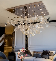 Lustres en verre d'escalier pour salon hôtel maison lustre moderne personnalisé grandes feuilles d'érable