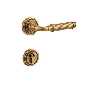 Juego de manijas de palanca para puerta de privacidad de latón macizo dorado francés con cerradura dividida, accesorios de ferretería interior para villas de lujo - Product Image 2