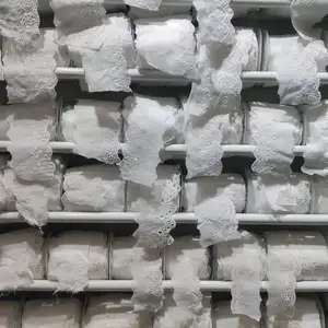 Escalera de algodón bordada con leche blanca, borde decorativo de encaje bordado blanco, venta al por mayor