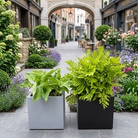 Bac à plantes rectangulaire haut et large en acier inoxydable, style Art déco, pour extérieur, mobilier urbain autoportant