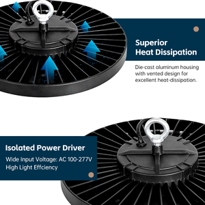 Lampes LED UFO industrielles pour hauts plafonds, 150W, IP65, luminaires suspendus pour l'éclairage des entrepôts et des ateliers - Product Image 5
