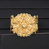 Parure de bijoux vintage florale en laiton plaqué or 24 carats JXX – Collier, boucles d'oreilles, bracelet et bague pour femme, idéale pour mariage et soirée