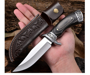 Cuchillo de Supervivencia de Acero Inoxidable para Dropshipping en Shopify, Cuchillo de Hoja Fija de Estilo Retro para Campamento, Buceo y Actividades al Aire Libre con Funda de Cuero - Product Image 6