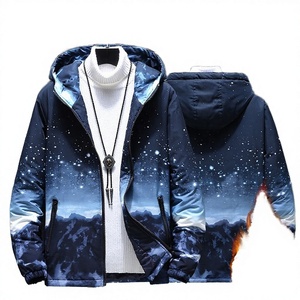 Pull à capuche zippé pour homme, collection automne-hiver, imprimé numérique 3D, doublure en fil teint, motif dégradé, offre spéciale - Product Image 3