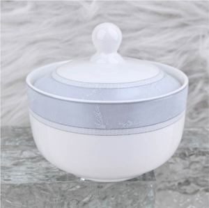 Juego de Vajilla de Porcelana China con Diseño de Paisaje al Tinte, Platos, Tazones y Olla para Sopa con Borde Azul Claro, Vajilla Completa para Banquete - Product Image 3