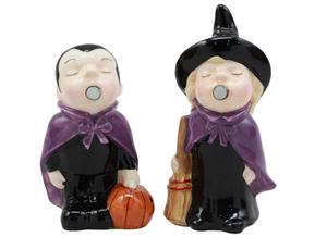 Juego de figuritas de cerámica para decoración de mesa, figuritas coleccionables de bruja de Halloween besando a Vampire, sal y pimienta, fiesta de cocina - Product Image 4