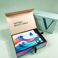 Boîte cadeau magnétique pliable or rose avec impression artistique ondulée, insert en velours noir, kit orthodontique pour aligneurs dentaires, logo personnalisé
