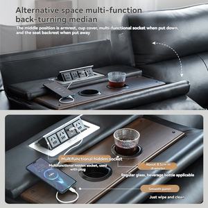 Ensemble de canapé moderne électrique fonctionnel en cuir pour le salon Mobilier de salon italien minimaliste Ensemble de canapé inclinable - Product Image 3