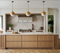 Armoires de cuisine modernes de luxe CBMmart Top Bank avec base en MDF et plan de travail en marbre pour maison résidentielle